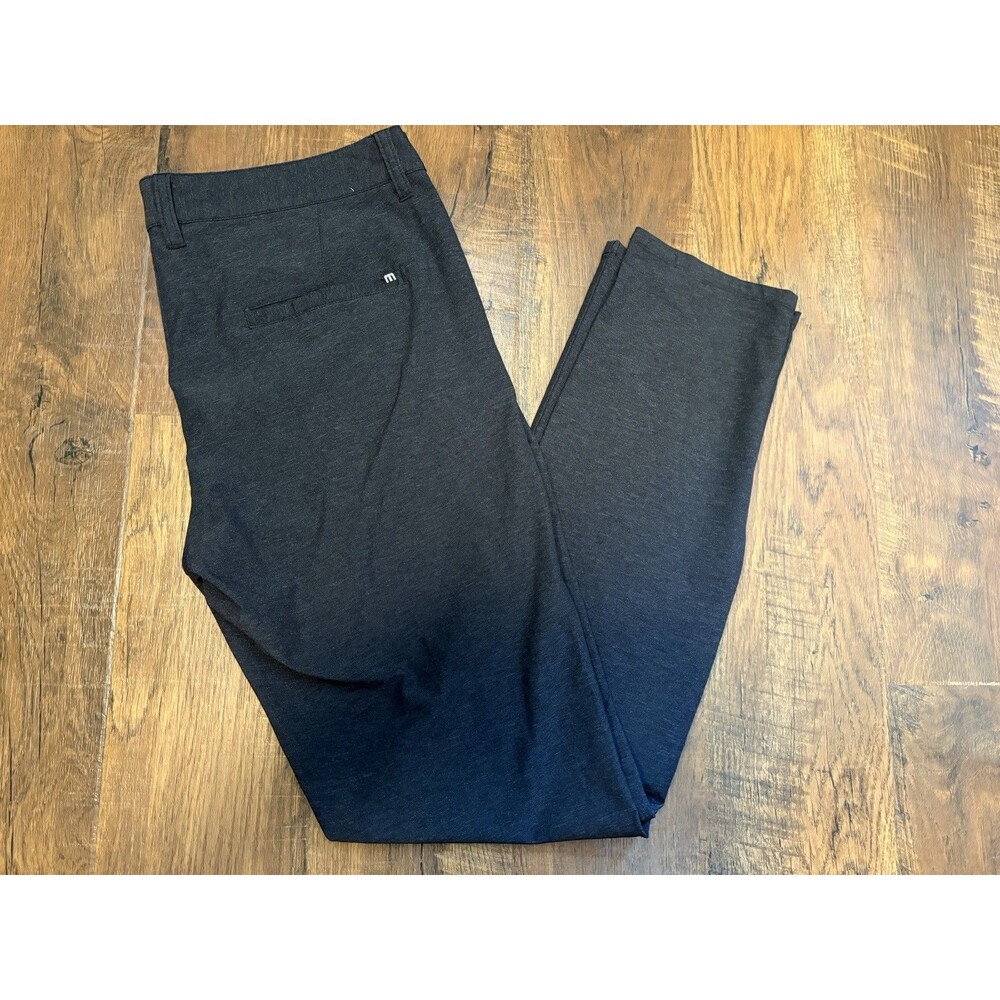 Travis Mathew Mens 34 Charcoal Gray Black Golf Pants Flat Front